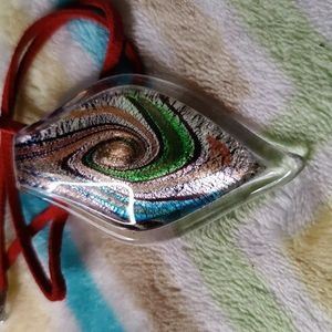 8. Made in Italy Murano Glass Necklace on Leather Cord